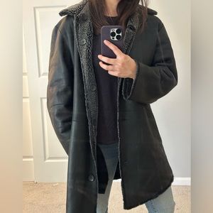 90s reversible leather/shearling coat